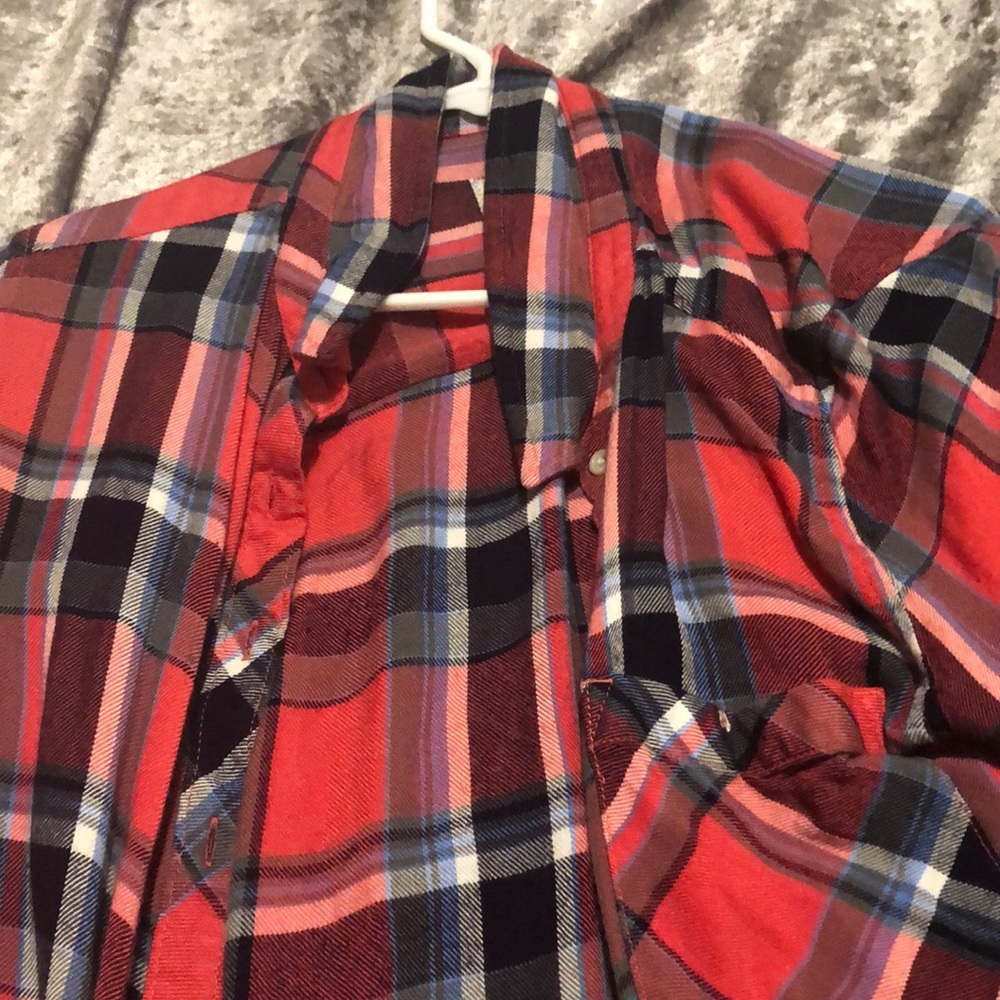 Red plaid long sleeve- large